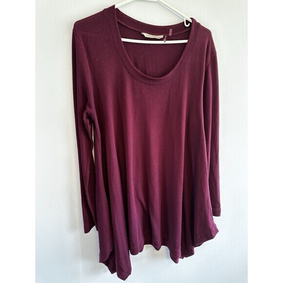 Soft Surroundings Womens Top Size Large Burgundy Long Sleeve - Picture 1 of 11
